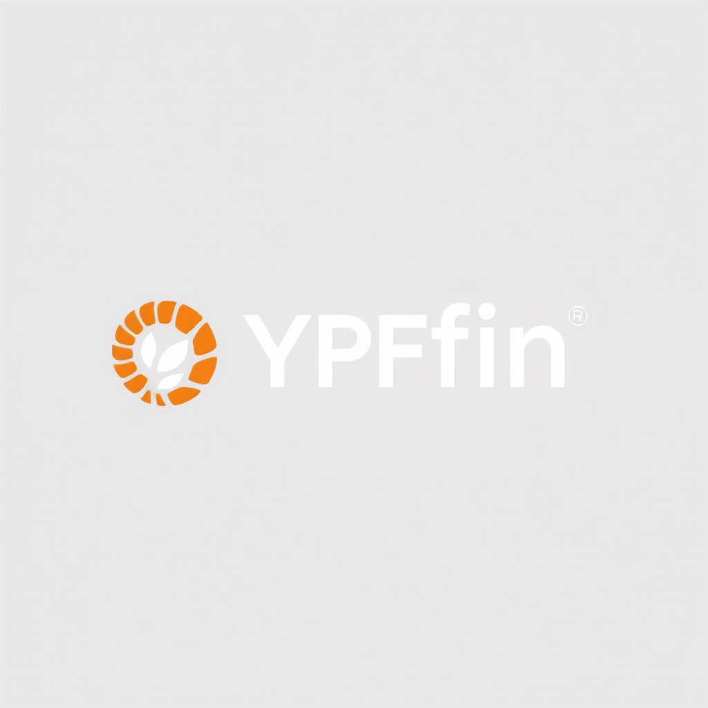 YPFfin - Logo corporativo de empresa de servicios financieros energéticos con diseño moderno en colores naranja y blanco